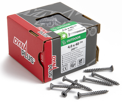 Dynaplus Uni-Schraube Spanplattenschraube Ar-Beschichtung Flachkopf Teilgewinde Torx Tx20 4,0x40 24 | 200 Stück - 0281.08.25602