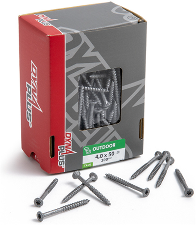 Dynaplus Uni-Schraube Spanplattenschraube Ar-Beschichtung Flachkopf Teilgewinde Torx Tx20 4,0x60 35 | 200 Stück - 0281.08.26001