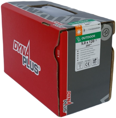 Dynaplus Uni-Schraube Spanplattenschraube Ar-Beschichtung Flachkopf Teilgewinde Torx Tx25 5,0x120 70 | 200 Stück - 0281.08.42801