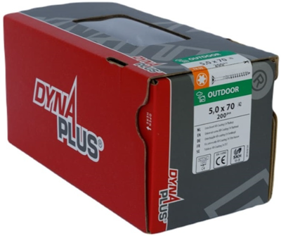 Dynaplus Uni-Schraube Spanplattenschraube Ar-Beschichtung Flachkopf Teilgewinde Torx Tx25 5,0x70 42 | 200 Stück - 0281.08.42201