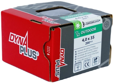 Dynaplus Uni-Schraube Spanplattenschraube Ar-Beschichtung Flachkopf Vollgewinde Torx Tx20 4,0x35 | 200 Stück - 0281.08.25401