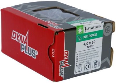 Dynaplus Uni-Schraube Spanplattenschraube Ar-Beschichtung Flachkopf Vollgewinde Torx Tx20 4,0x50 | 200 Stück - 0281.08.25901