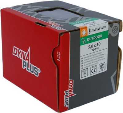 Dynaplus Uni-Schraube Spanplattenschraube Ar-Beschichtung Flachkopf Vollgewinde Torx Tx25 5,0x50 | 200 Stück - 0281.08.41901