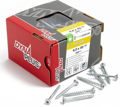 Dynaplus Unischraube Spanplattenschraube verzinkt Flachkopf Teilgewinde Torx TX20 ​​4,0x40 24 | 200 Stück - 0281.01.25602