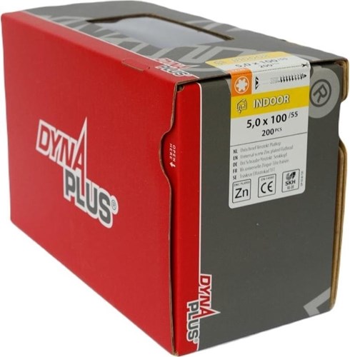 Dynaplus Unischraube Spanplattenschraube verzinkt Flachkopf Teilgewinde Torx TX25 5,0x100 55 | 200 Stück - 0281.01.42601
