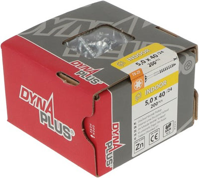 Dynaplus Unischraube Spanplattenschraube verzinkt Flachkopf Teilgewinde Torx TX25 5,0x40 24 | 200 Stück - 0281.01.41602
