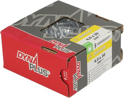 Dynaplus Uni-Schraube Spanplattenschraube verzinkt Flachkopf Vollgewinde Torx TX20 ​​4,0x30 | 200 Stück - 0281.01.25201