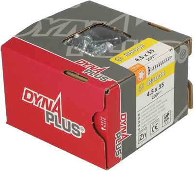 Dynaplus Unischraube Spanplattenschraube verzinkt Flachkopf Vollgewinde Torx TX25 4,5x35 | 200 Stück - 0281.01.33401
