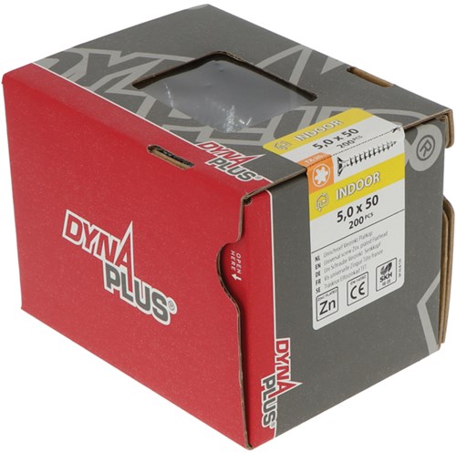 Dynaplus Unischraube Spanplattenschraube verzinkt Flachkopf Vollgewinde Torx TX25 5,0x50 | 200 Stück - 0281.01.41901