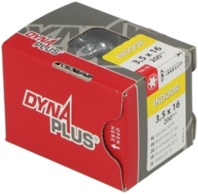 Dynaplus Uni Screw Spanplattenschraube VZ (verzinkt) PK (Flachkopf) Torx Tx15 3,5x16 | 200 Stück - 0281.01.16701