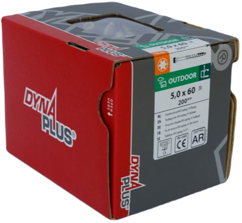 Dynaplus Terrassenschraube Xtreme Ar-Bronze Flachkopf - 60° Teilgewinde + Schneidspitze Torx Tx25 5,0x60 30 | 200 Stück - 0283.08.42001