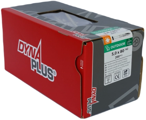 Dynaplus Terrassenschraube Xtreme Ar-Bronze Flachkopf - 60° Teilgewinde + Schneidspitze Torx Tx25 5,0x80 42 | 200 Stück - 0283.08.42401