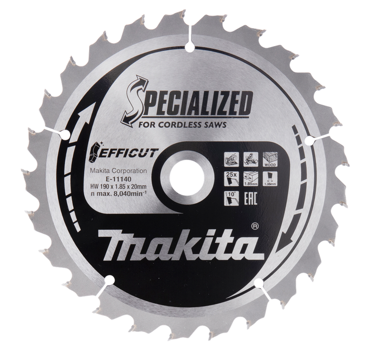 Makita Zubehör Kappsägeblatt Holz | Wirkung 190x20x1,85 25t 10g - e-11140 e-11140