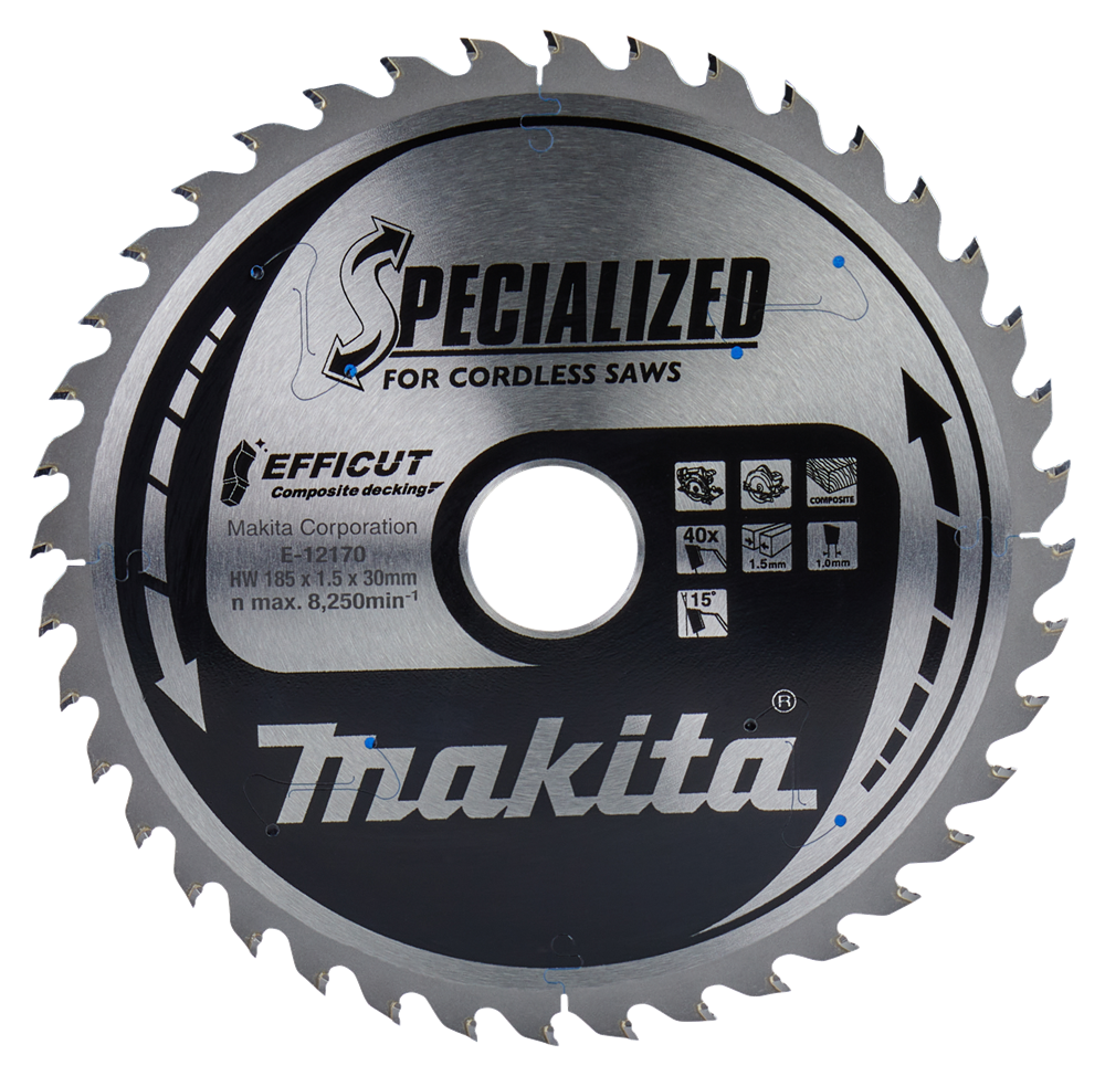 Makita Zubehör Kreissägeblatt WPC | Wirkung 185x30x1,5 40t 15g - e-12170 e-12170