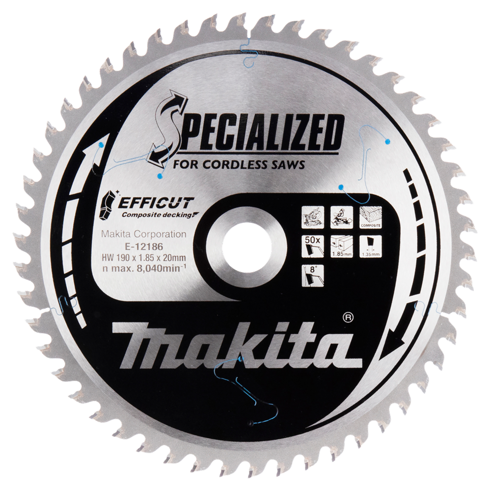 Makita Zubehör Kappsägeblatt WPC | Wirkung 190x20x1,85 50t 8g - e-12186 - e-12186