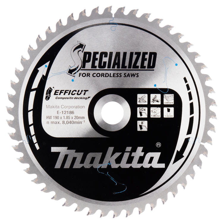 Makita Zubehör Kappsägeblatt WPC | Wirkung 190x20x1,85 50t 8g - e-12186 - e-12186