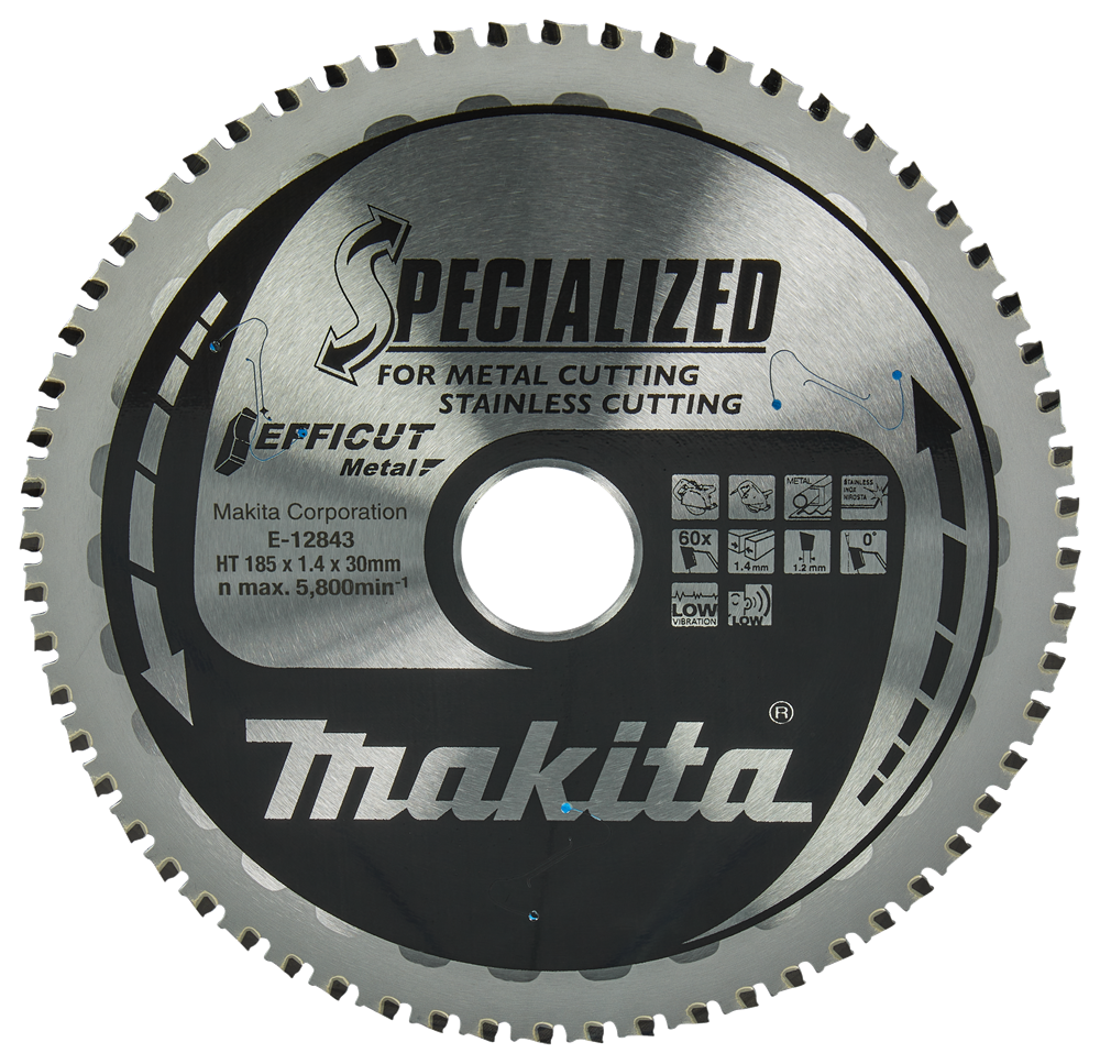 Makita Zubehör Kreissägeblatt Edelstahl | Wirkung 185x30x1,4 60t 0g - e-12843 e-12843