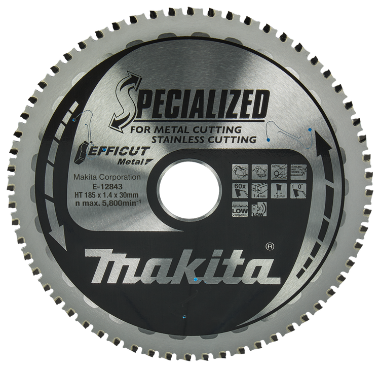 Makita Zubehör Kreissägeblatt Edelstahl | Wirkung 185x30x1,4 60t 0g - e-12843 e-12843