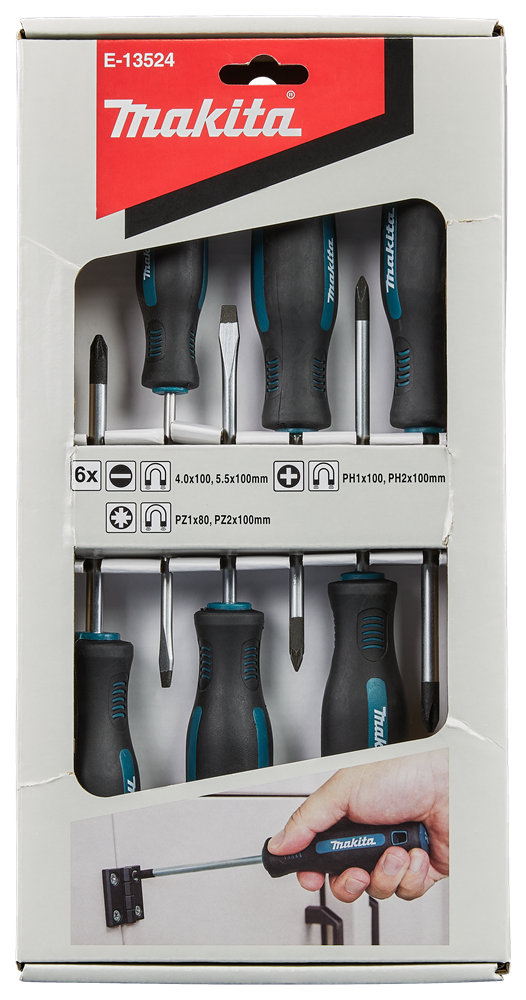 Makita Zubehör Schraubendreher-Set 6-teilig PH PZ SL – E-13524 – E-13524