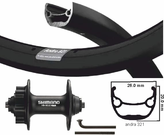 KGS-Vorderrad 28 Zoll (622) Andra 321 Schwarze Scheibenscheiben-6-Bolzen-Ausfälle