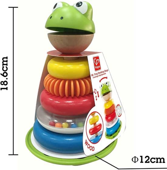 Hape stapelbarer Frosch – Holzstapelringe, Kleinkindspielzeug ab 12 Monaten