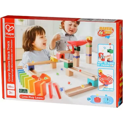 Hape Holz-Kugelbahn-Set Domino – 50-teilig.