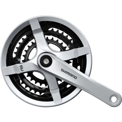 Shimano Crankset 6 7 8 Speed-Turnier FC-Ty501 mit 170-mm-Kurbelarm 48 x 38 x 28 t mit Kettenscreensilber Silber
