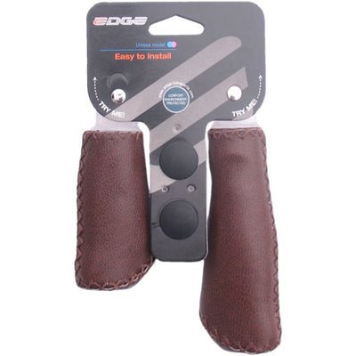 The Edge Ledergriff - Ergonomisch geformtes Griffset - Echtes Leder - 135mm links 92mm rechts - Mattes Dunkelbraun