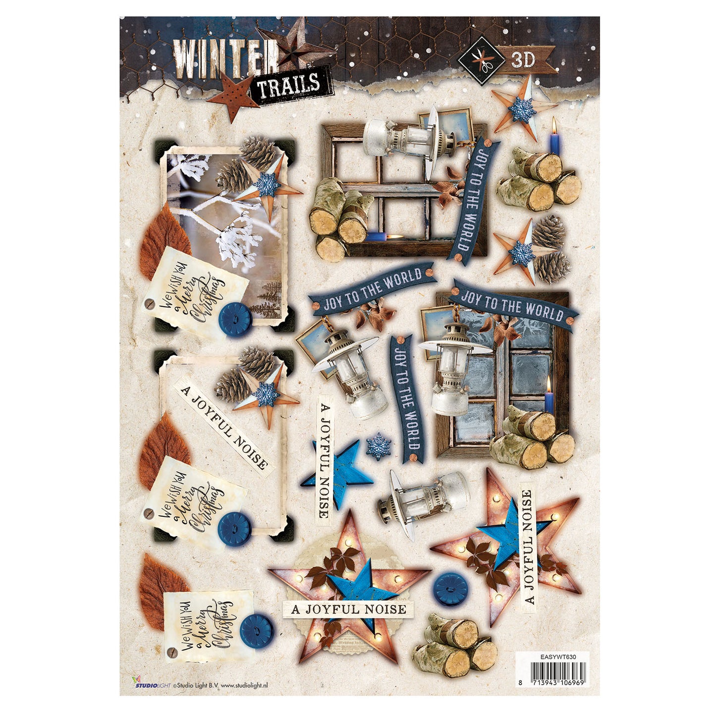 Studiolicht • Einfaches 3D-A4-Stanzblatt „Winterpfade“ Nr. 630