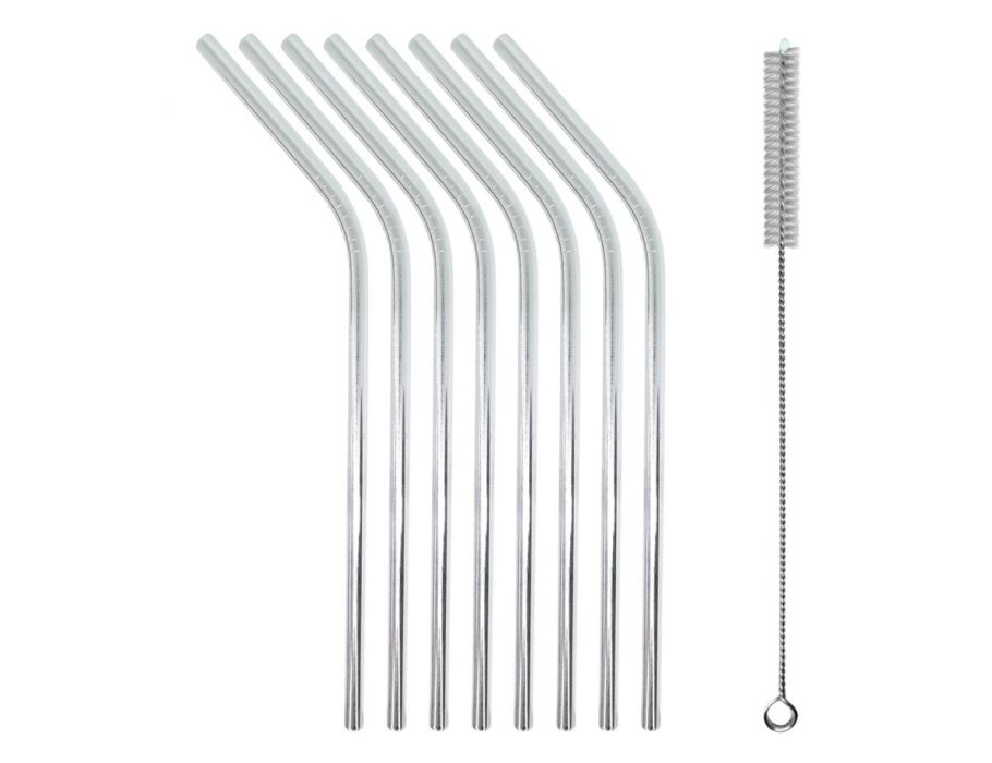 Ecoluba Metall Strohhalme gebogen - 8 Stücke