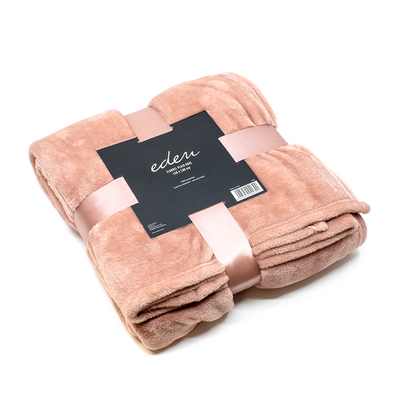 Cozy Eden Plaid aus Flanell, rosa, 130 x 180 cm