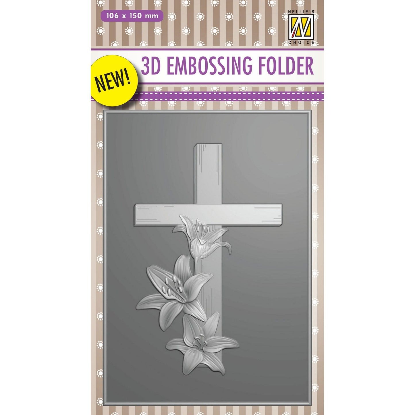 Nellies Wahl • 3D-Prägefolder Kreuz mit Lilien 10,6x15 cm