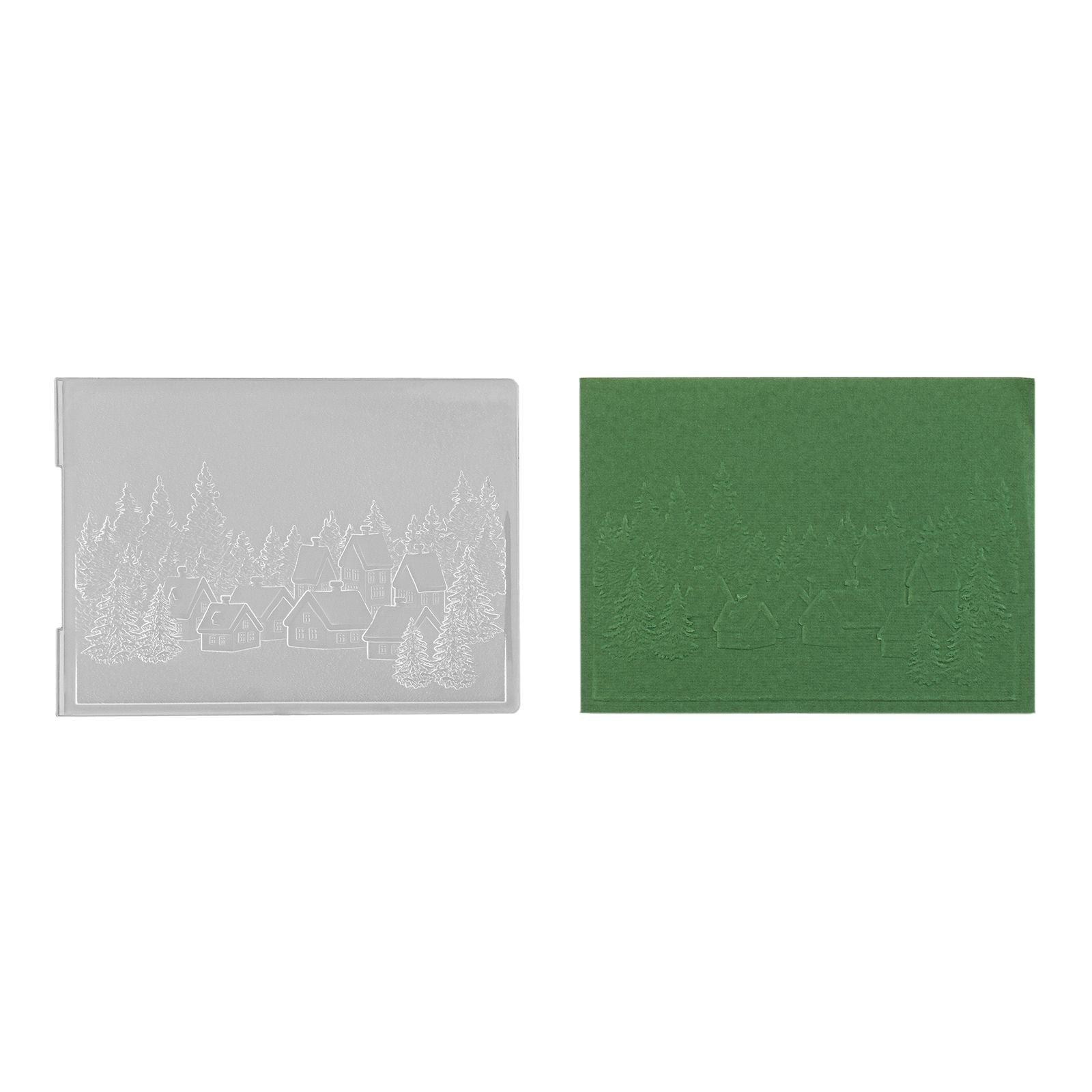 Nellies Wahl • 3D-Prägefolder Landschaft verschneites Dorf 10,5x14,8cm