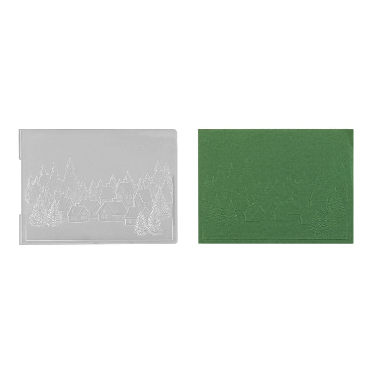 Nellies Wahl • 3D-Prägefolder Landschaft verschneites Dorf 10,5x14,8cm