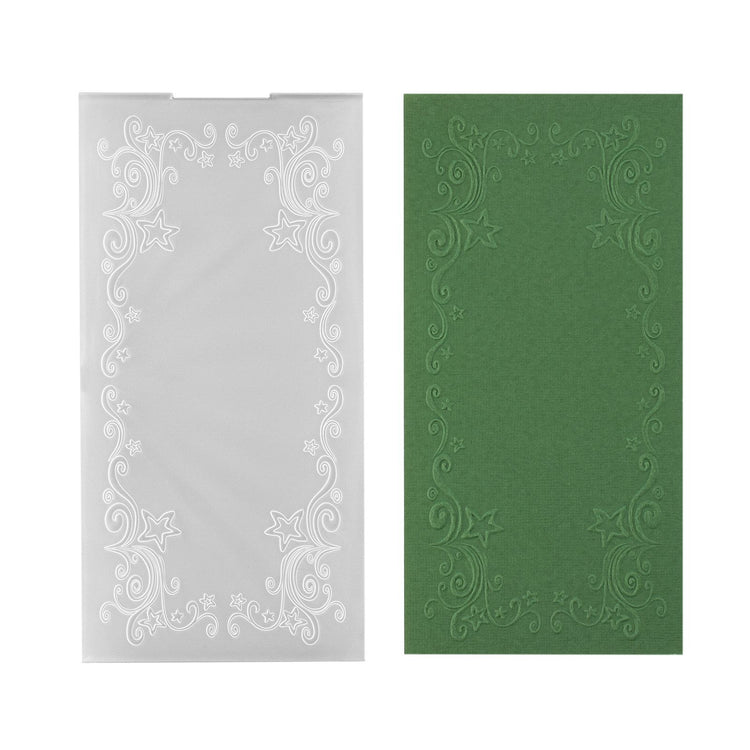 Nellies Wahl • 3D-Prägefolder mit gewelltem Sternenrahmen, 10,5 x 21 cm