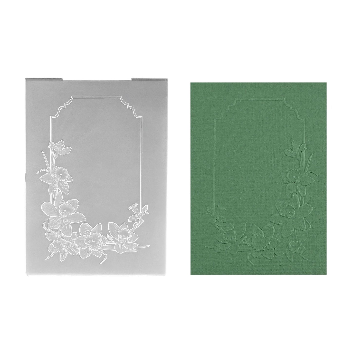Nellies Wahl • 3D-Prägefolder mit Narzissenrahmen, 10,5 x 14,8 cm