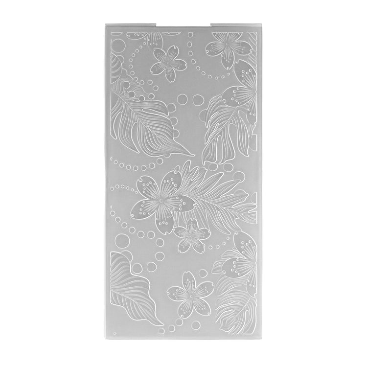 Nellies Wahl • 3D-Prägefolder Hintergrundblätter und Blumen 10,5 x 20,5 cm