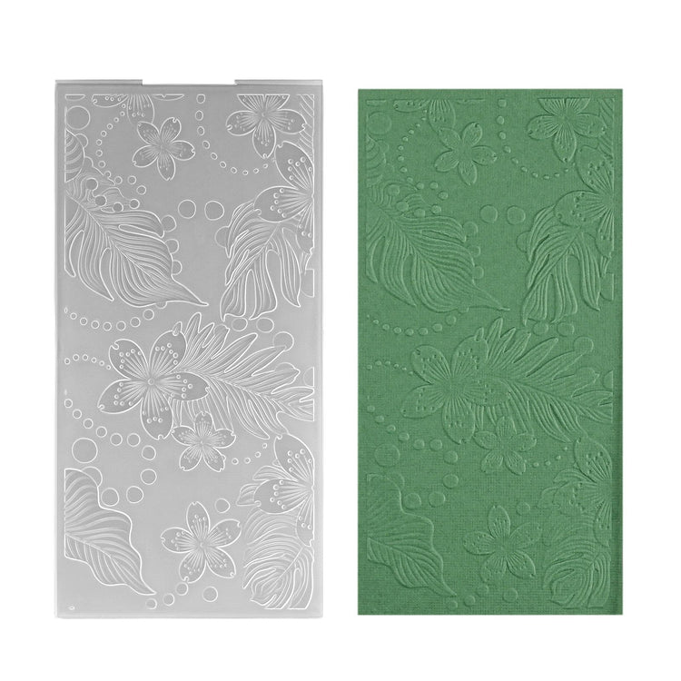 Nellies Wahl • 3D-Prägefolder Hintergrundblätter und Blumen 10,5 x 20,5 cm