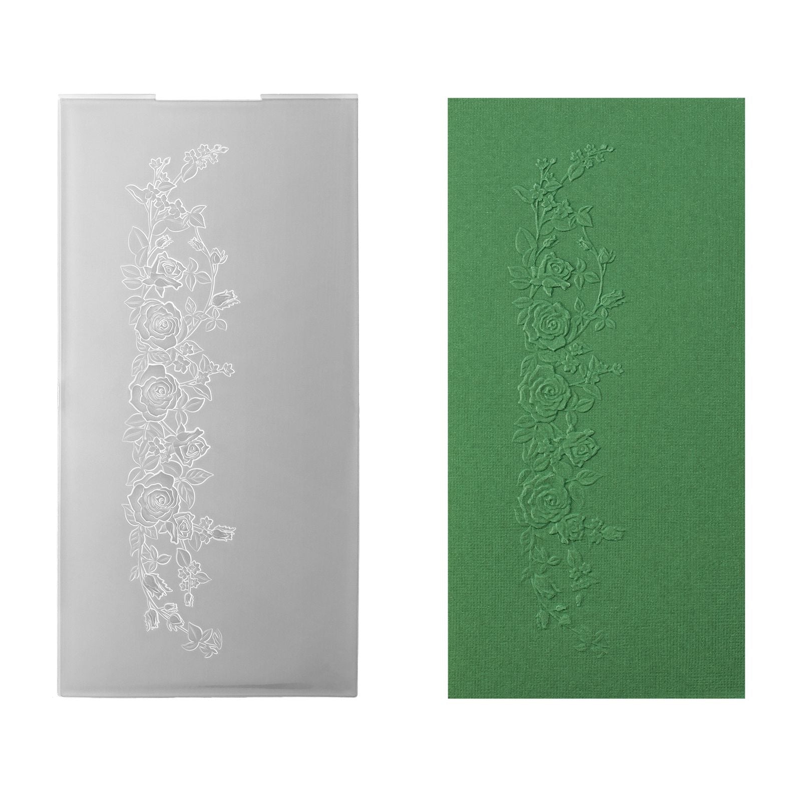 Nellies Wahl • 3D-Prägefolder mit Randrosen 10,5 x 20,5 cm