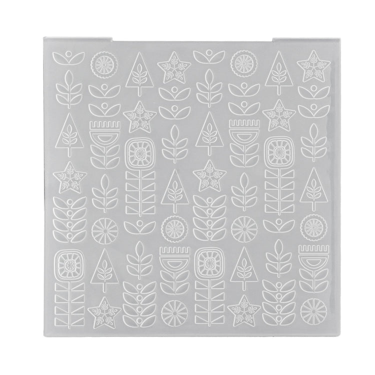 Nellies Wahl • 3D-Prägeordner Hintergrund skandinavische Blumen 15x15cm