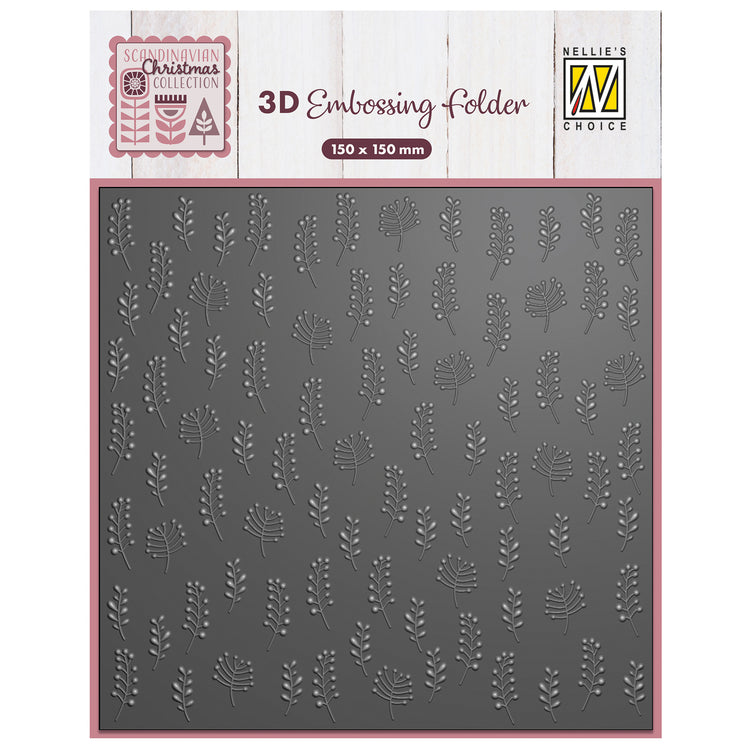 Nellies Wahl • 3D-Prägefolder Hintergrund schmale Blätter 15x15cm