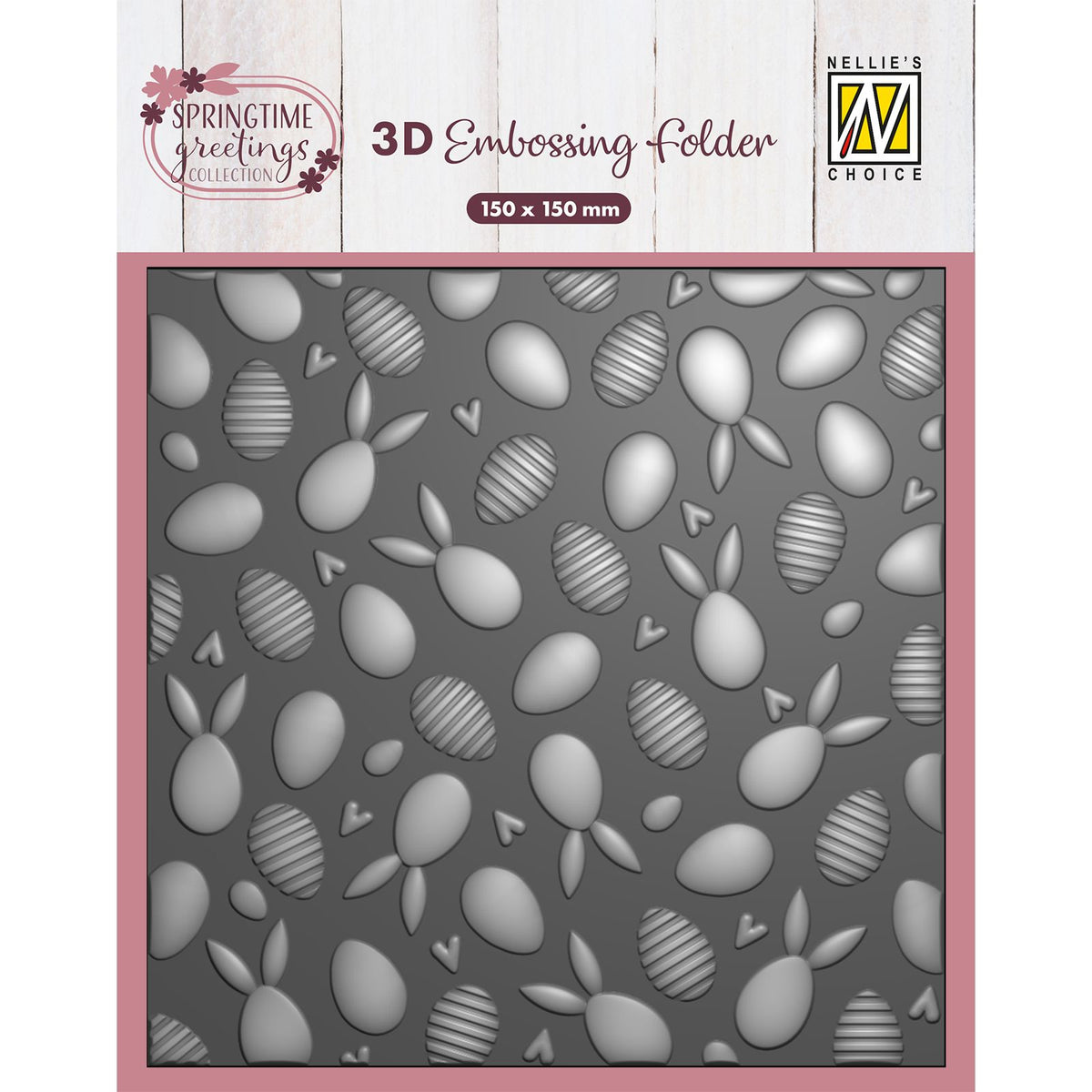 Nellies Wahl • 3D-Prägefolder Hintergrund Hasen und Ostereier 15x15cm
