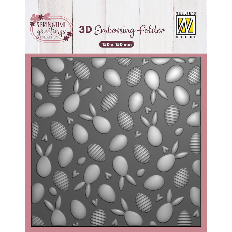 Nellies Wahl • 3D-Prägefolder Hintergrund Hasen und Ostereier 15x15cm