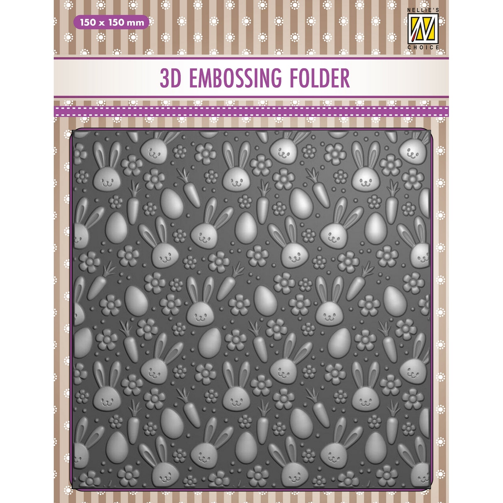 Nellies Wahl • 3D-Prägefolder Hintergrund Hasen Karotten 15x15cm