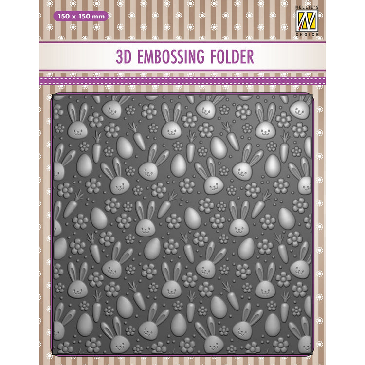 Nellies Wahl • 3D-Prägefolder Hintergrund Hasen Karotten 15x15cm