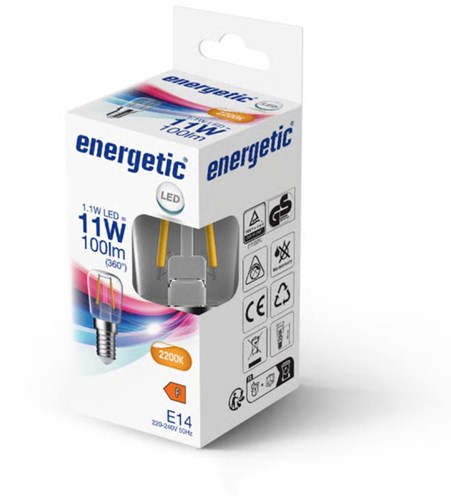 Energetische LED-Röhrenlampe T25 E14 1,1-11W 2200K Filament klar - 2720010