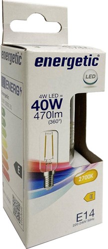 Energetische LED-Röhrenlampe T25 E14 4-40W 2700K Filament klar - 2720030