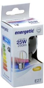 Energetische LED-Kugel E27 2,1-25W 2700K Filament klar - 2720250
