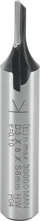Ent-Nutenfräser HM 3x12,7x51mm, 1-schneidiger Schaft 8mm - 7910042