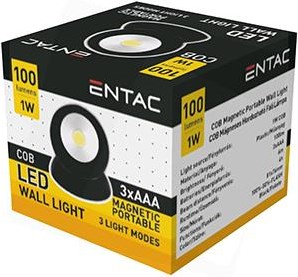 Entac LED-Wandleuchte mit Magnet schwarz 1w 3xaaa - 5700420